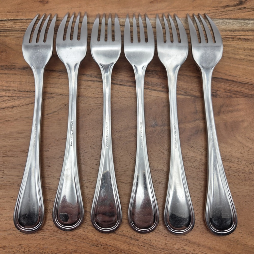 Set Of 6 Wallace Rockport Dinner Forks 18/10 Stainless Steel - Picture 2 of 5